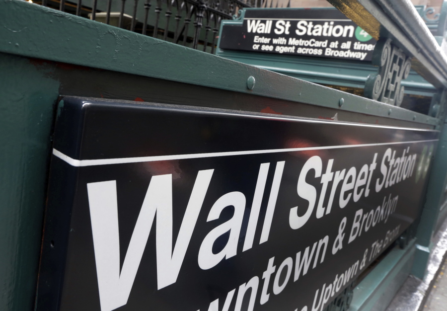 FILE- In this Oct. 2, 2014, file photo, the Wall Street subway stop on Broadway, in New York’s Financial District. The U.S. stock market opens at 9:30 a.m. EST on Friday, Feb. 16, 2018.