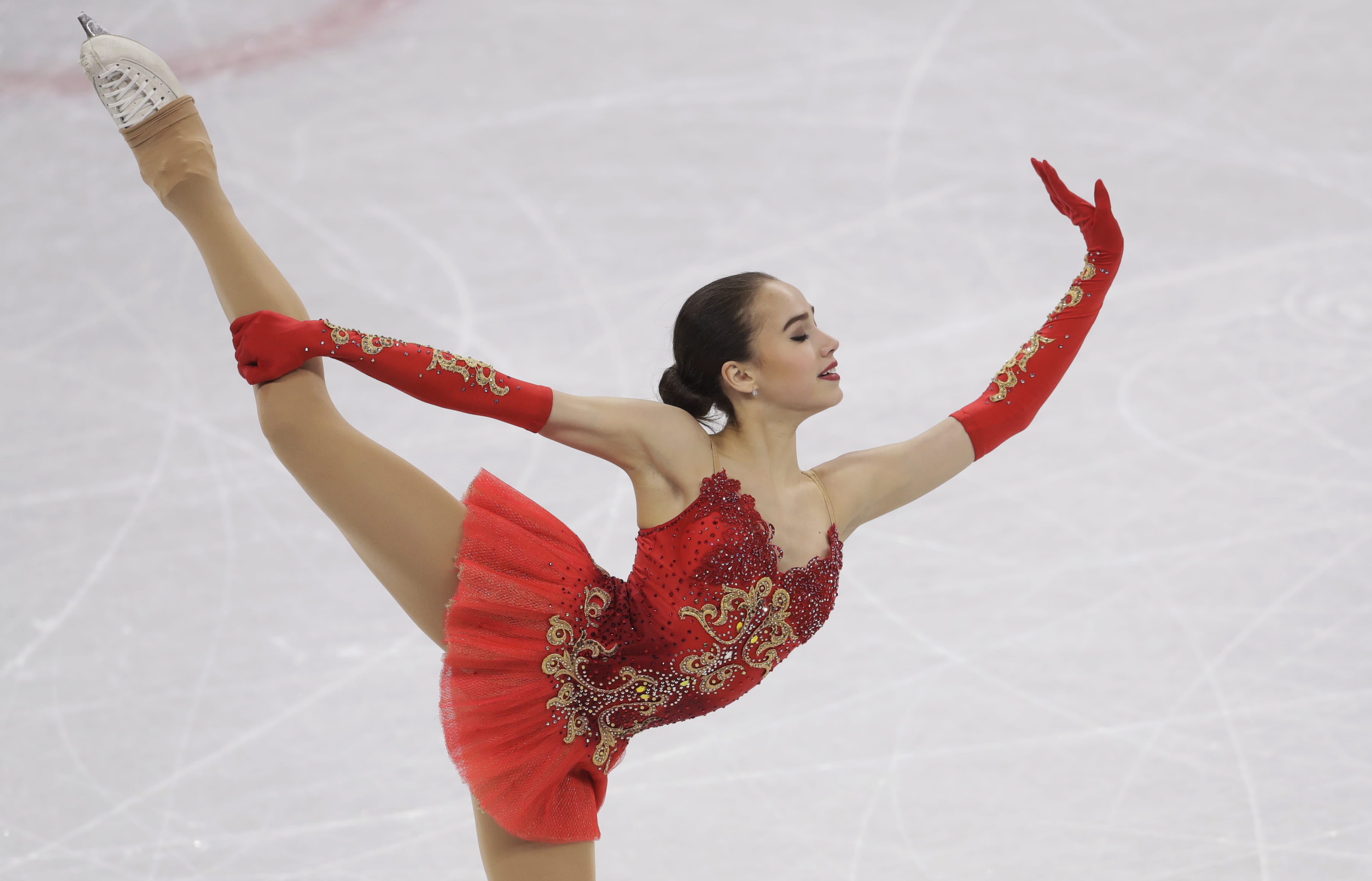 Alina Zagitova of the Olympic Athletes of Russia performs during the women's free figure skating final in the Gangneung Ice Arena at the 2018 Winter Olympics in Gangneung, South Korea, Friday, Feb. 23, 2018.