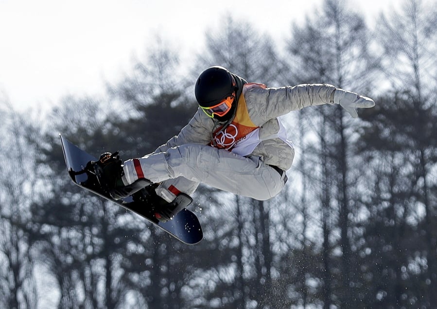 Red Gerard, of the United States, jumps during the men’s slopestyle final at Phoenix Snow Park at the 2018 Winter Olympics in Pyeongchang, South Korea, Sunday, Feb. 11, 2018.