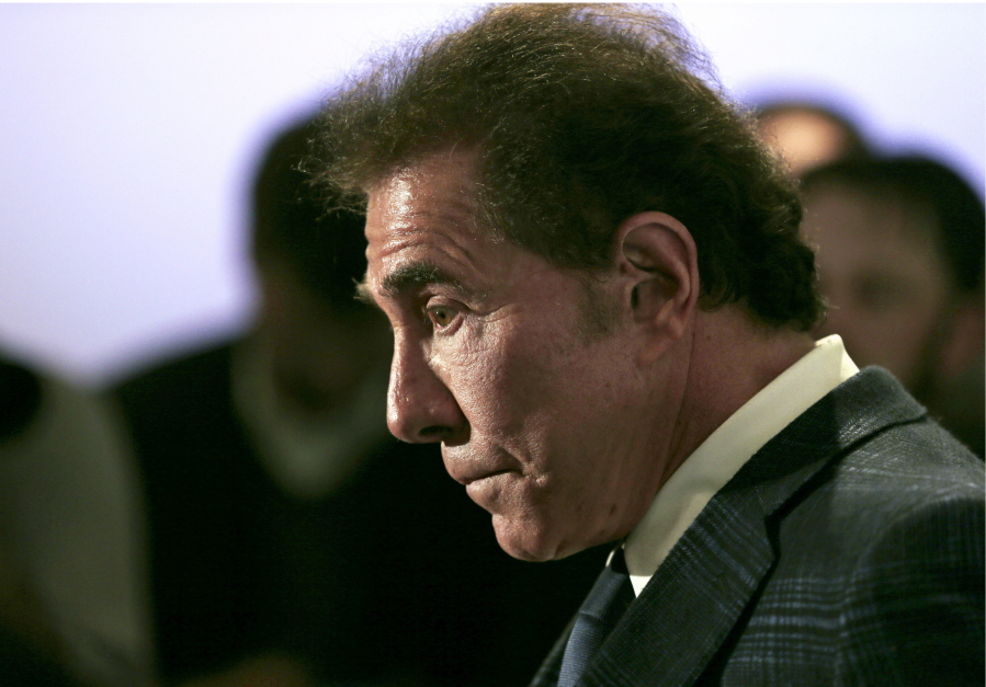 This March 15, 2016 file photo shows casino mogul Steve Wynn during a news conference in Medford, Mass. A termination agreement between embattled casino mogul Wynn and the company bearing his name shows that he won't receive any compensation and can't be involved in any competing gambling business for two years. The terms of the agreement were released Friday, Feb. 16, 2018, by Wynn Resorts. Wynn resigned as CEO earlier this month amid sexual misconduct allegations.