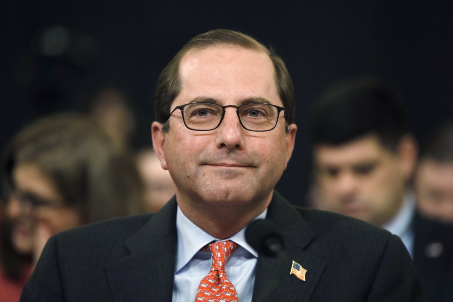 Health and Human Services Secretary Alex Azar attends a House Ways and Means Committee hearing on the FY19 budget on Capitol Hill in Washington. The Trump administration is clearing the way for a lower-cost alternative to comprehensive medical insurance plans sold under former President Barack Obama’s health care law.