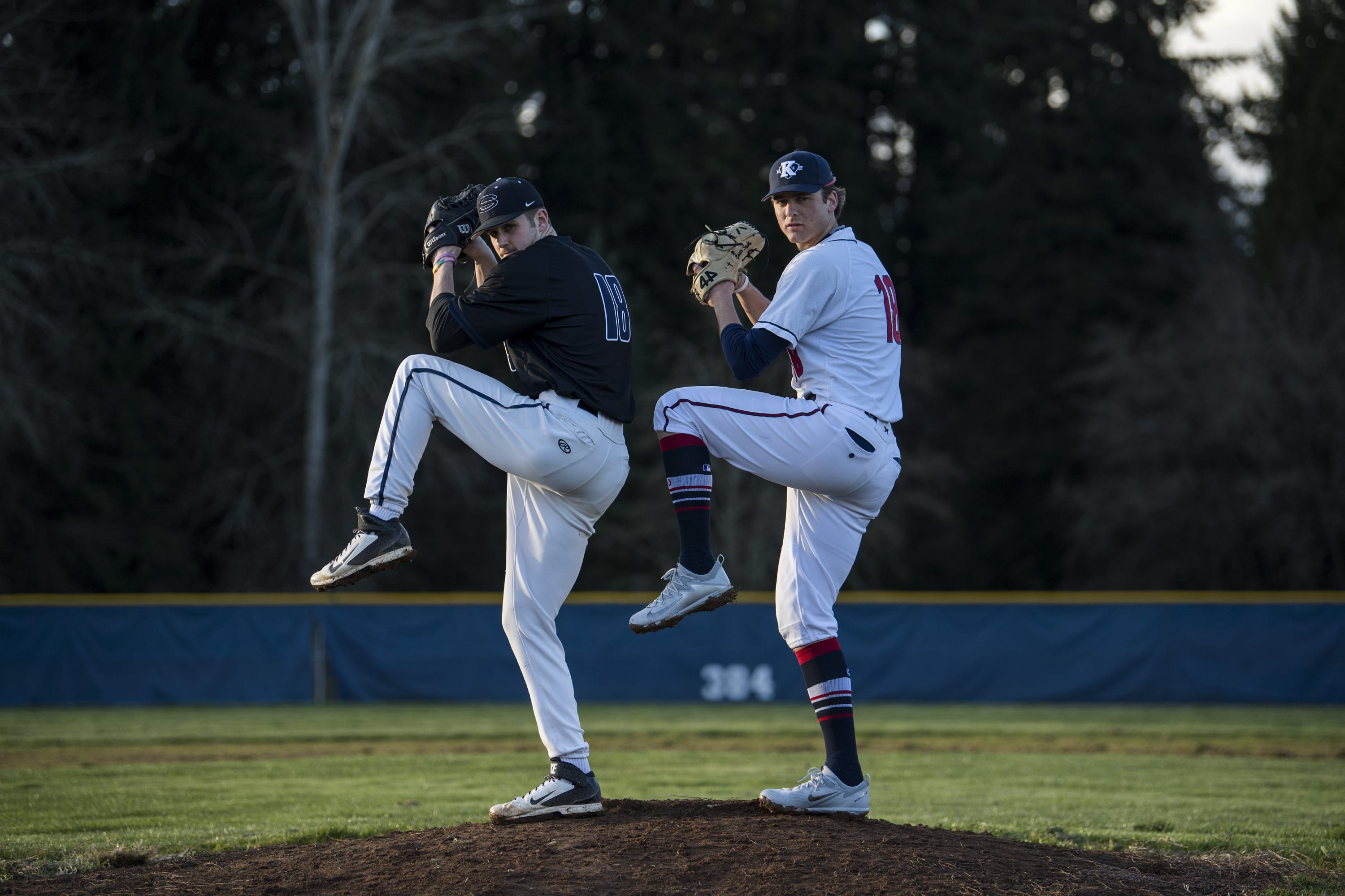Skyview's pitcher Daniel Copeland, left, and King's Way pitcher Damon Casetta-Stubbs have dominated despite a limit of 105 pitches per game.