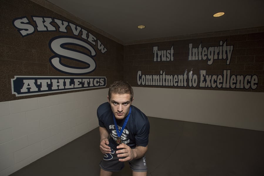 Skyview senior Jackson McKinney came back from mononucleosis in mid-January to win the 195-pound state championship in March at the Tacoma Dome.
