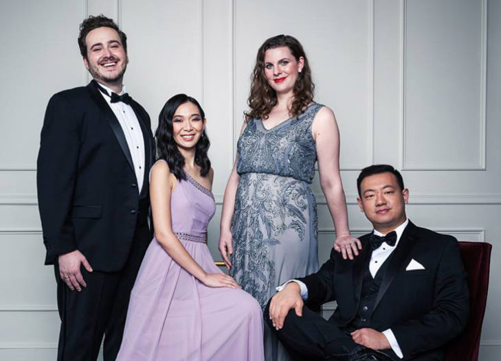 Portland Opera’s resident artists are coming to Magenta Theater on Sunday with a free taster of their upcoming season. They are tenor, from left, Thomas Cilluffo, soprano Helen Huang, mezzo soprano Kate Farrar and bass Shi Li.