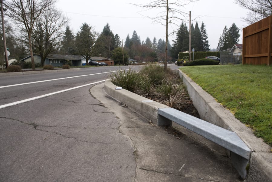 A rain garden, also known as a bioretention facility, is pictured along Northeast 98th Avenue in Vancouver’s Oakbrook Neighborhood. Rain gardens improve stormwater quality by filtering out some pollutants that would otherwise end up in streams and other waterways. The state Department of Ecology recently offered $220 million in funding to build clean water facilities around the state.