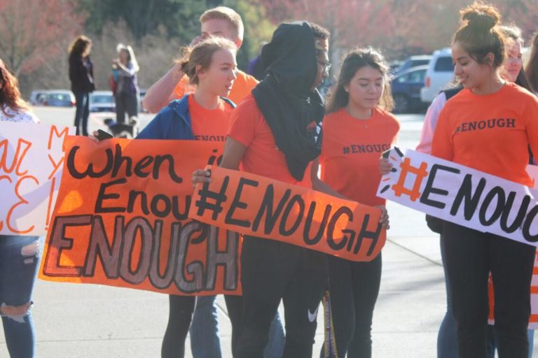 Students at Columbia River in north Hazel Dell were among the thousands across the country to walk out of class to honor the victims of the school shooting in Parkland, Fla., and to demand policy change.