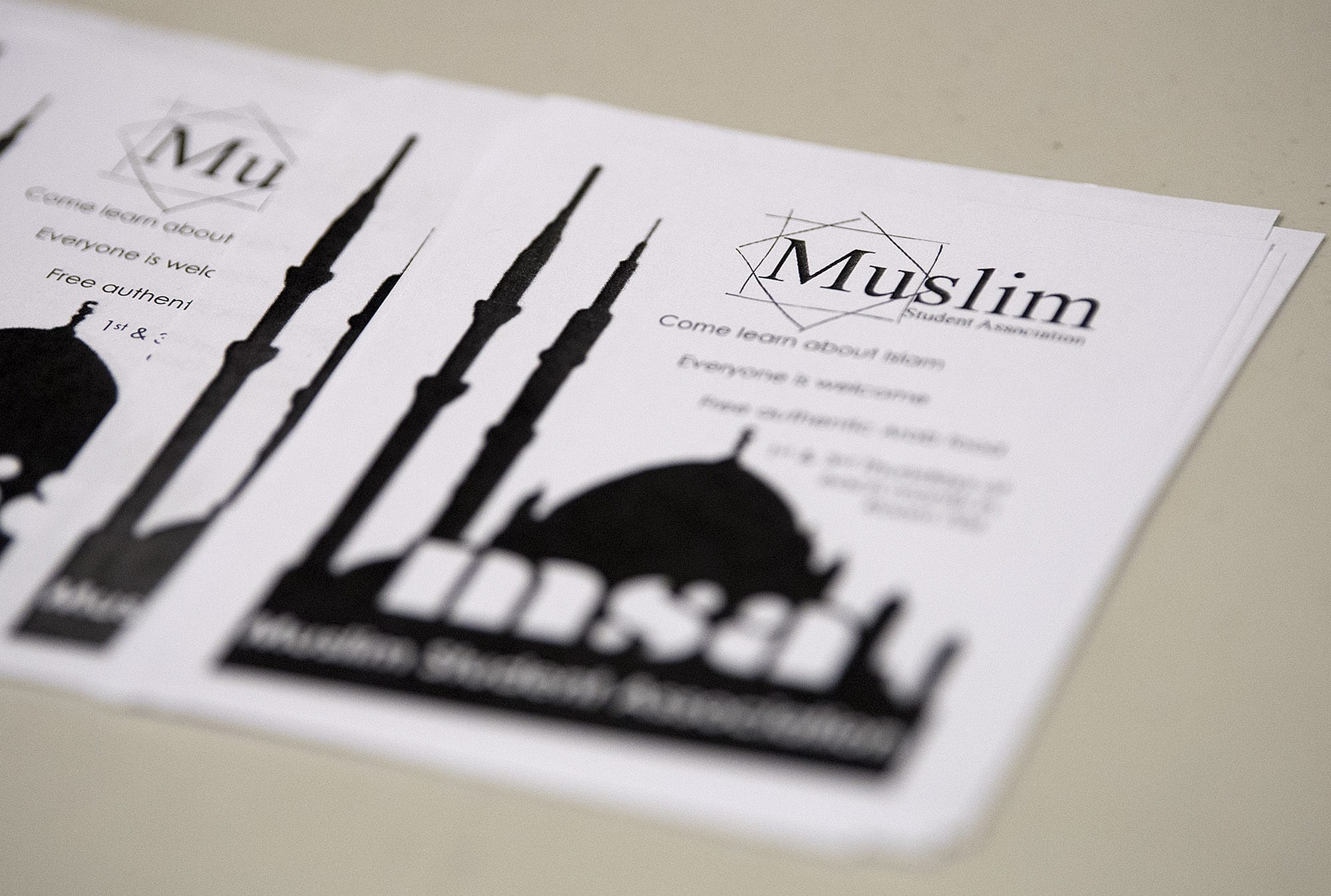Informational flyers about the Muslim Student Association are seen at Camas High School during the 2017 Acceptance Week, which has been renamed this year to be called Unity Week.