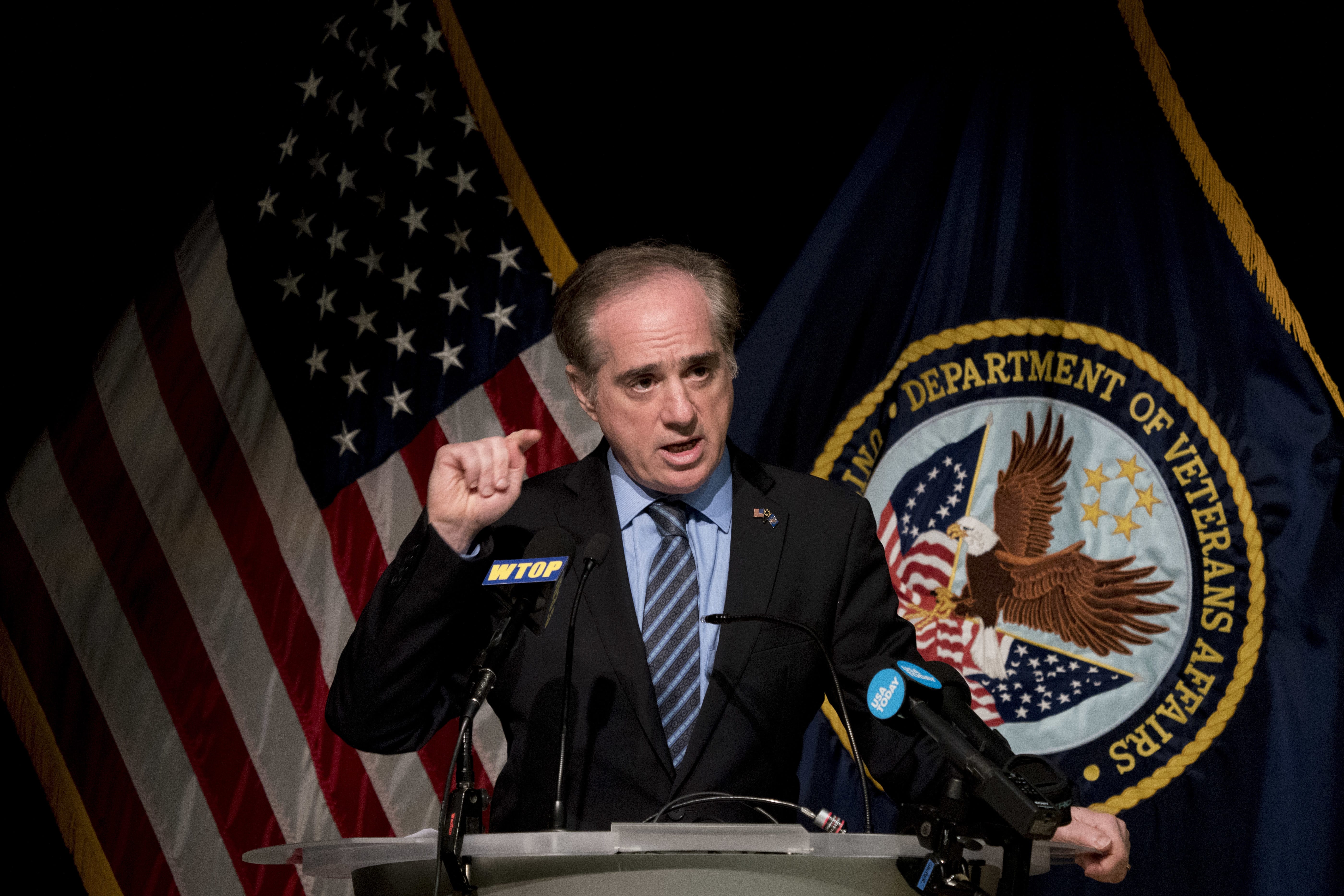 FILE - In this Wednesday, March 7, 2018 file photo, Veterans Affairs Secretary David Shulkin speaks at a news conference in Washington. On Wednesday, March 28, 2018, President Donald Trump fired Shulkin, and tweeted that White House doctor Ronny Jackson is his nominee to be the next Veterans Affairs secretary.