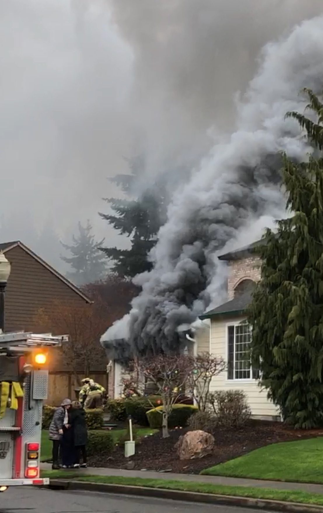Camas-Washougal Fire Department responders and personnel from other departments were able to quickly extinguish this garage fire Tuesday morning in Camas. A vehicle was damaged.