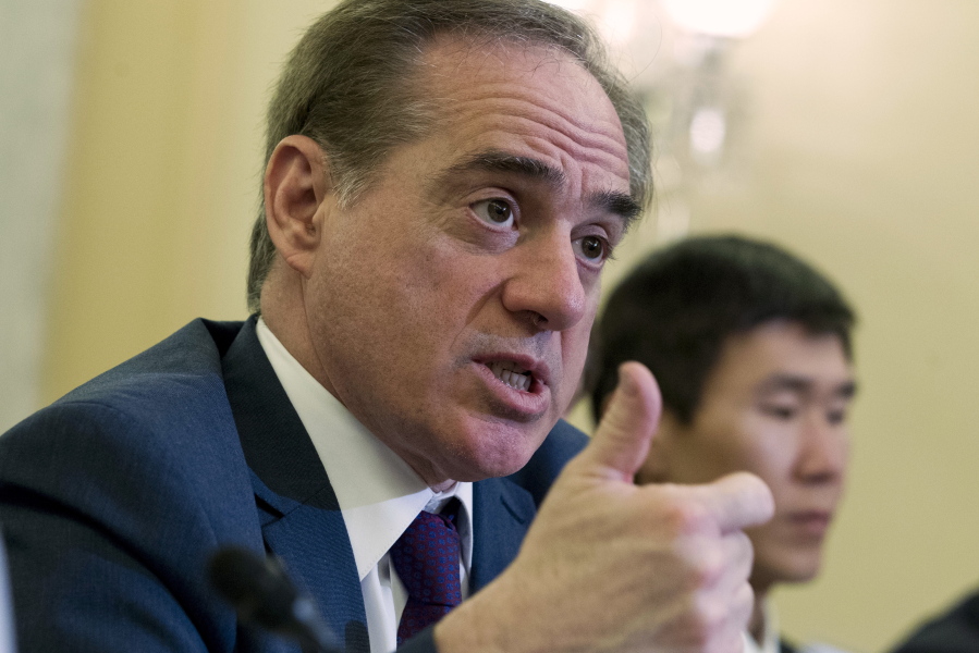 Veterans Affairs Secretary David Shulkin testifies on FY2019 and FY2020 budgets for veterans programs Wednesday before the Senate Committee on Veterans Affairs on Capitol Hill in Washington.