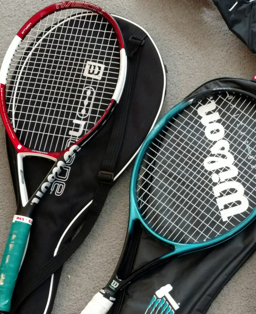 Donated tennis rackets.