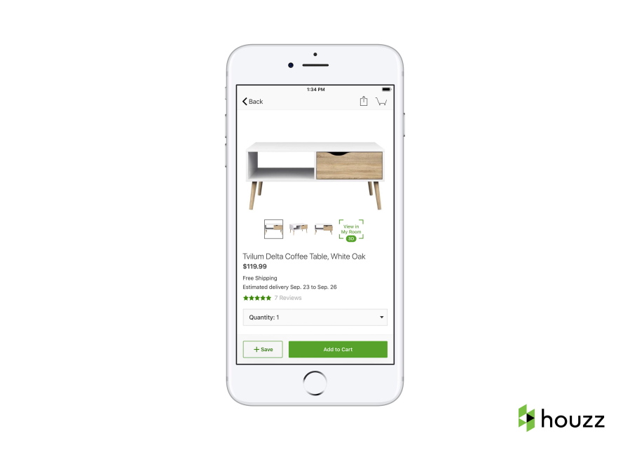 The Houzz App has more than 10 million products available for purchase directly through the Houzz Shop.