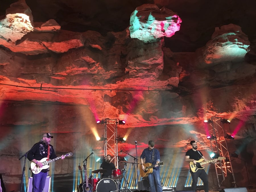 Singer-songwriter Chris Knight, center, and other musicians perform Feb. 25 333 feet below ground in Cumberland Caverns near McMinnville, Tenn. Tennessee will soon have two caves for fans who want to hear music performed in a subterranean environment.