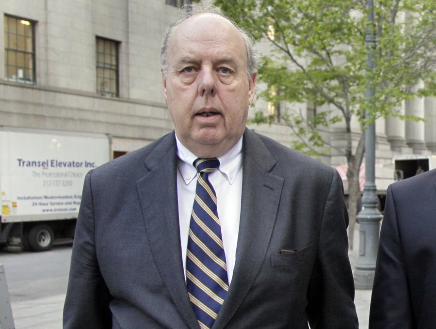 Attorney John Dowd walks in New York. Dowd, President Donald Trump’s lead lawyer in the Russia investigation has left the legal team, is confirming his decision in an email to The Associated Press. Dowd says he “loves the president” and wishes him well.