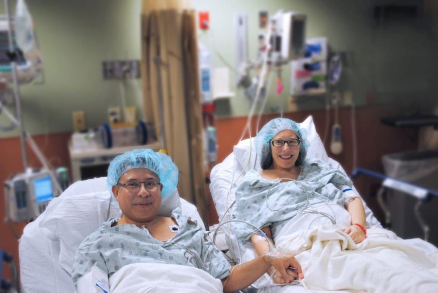 Cesar and Monica Calle at Memorial Transplant Center. For their 23rd wedding anniversary, Cesar donated his kidney to his wife, Monica, in February.