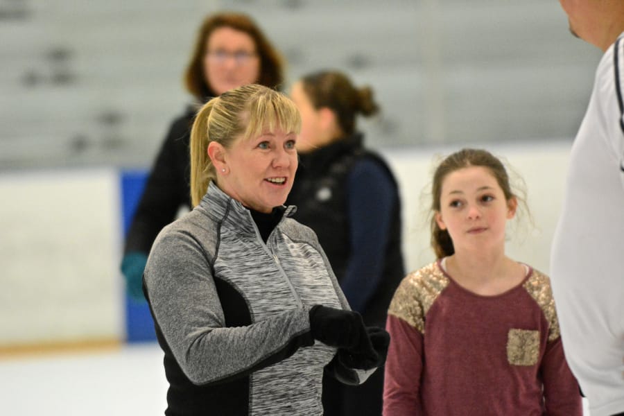 Former Olympic figure skater Tonya Price, formerly Harding, skates at Mountain View Ice Arena in Vancouver on Friday.