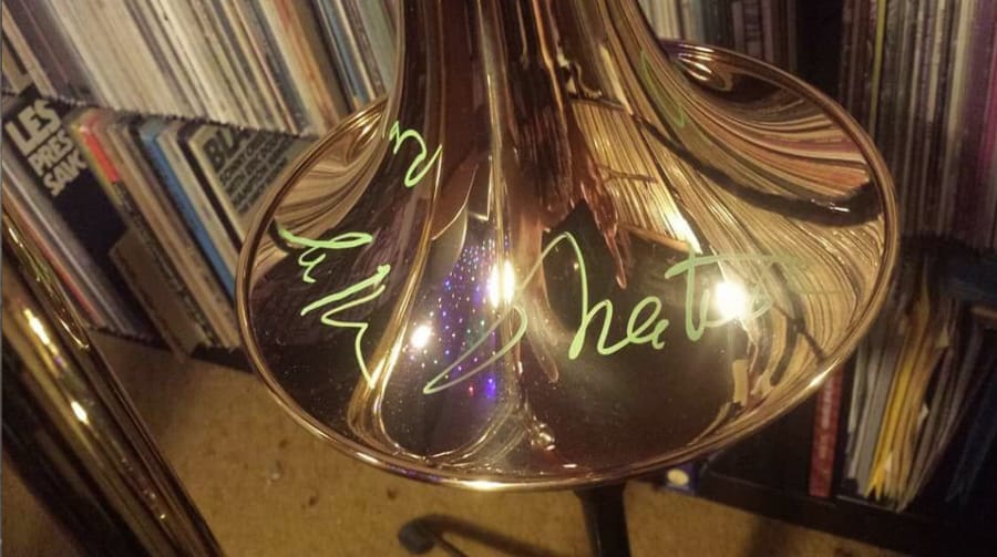 Greg Scholl, principal trombonist of the Vancouver Symphony, had his trombone autographed by actor William Shatner, the original Capt. Kirk of “Star Trek” fame.