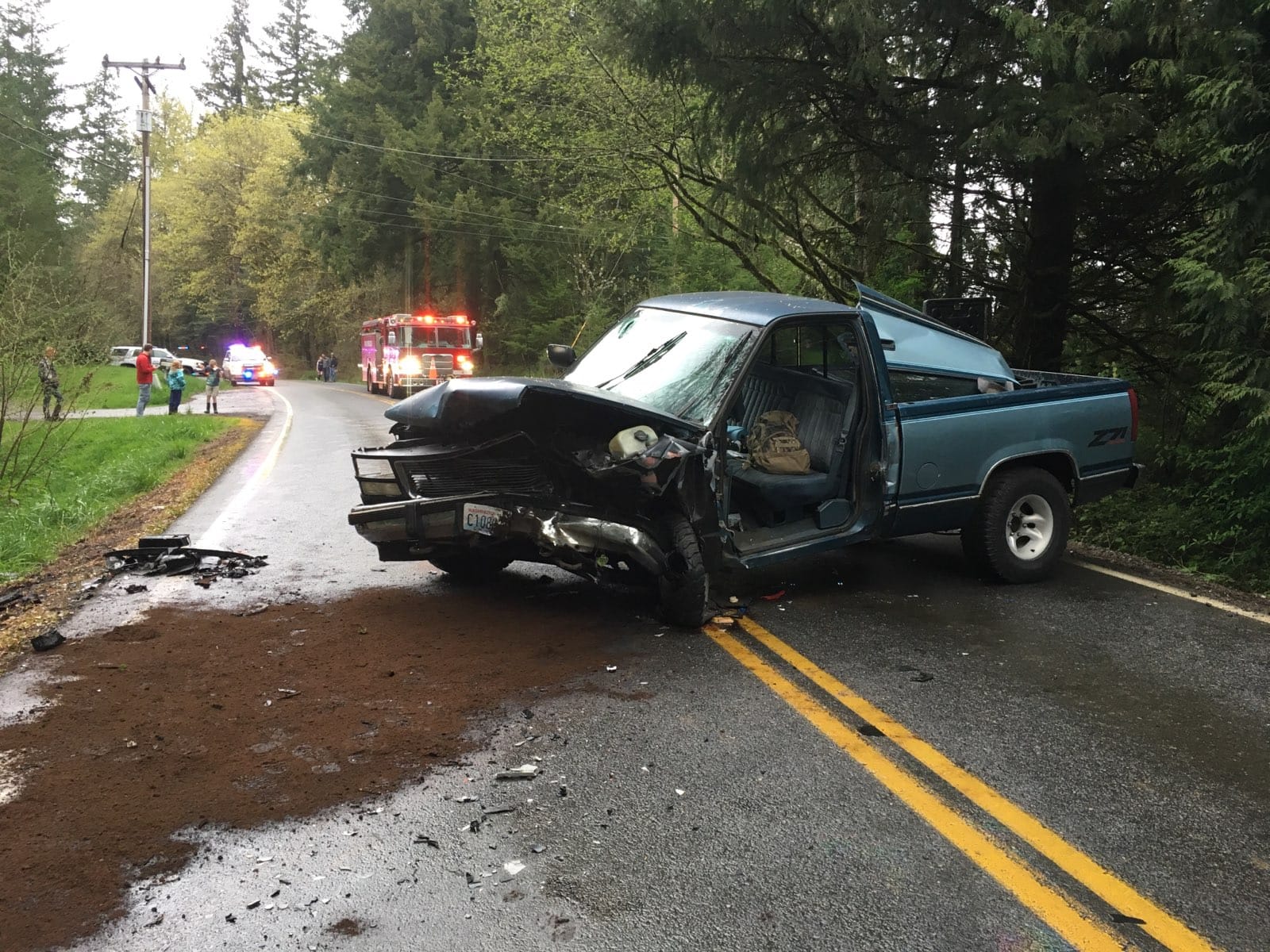 A Clark County Fire & Rescue spokesman provided this photo of a two-vehicle collision on Timmen Road late Friday afternoon. The spokesman said three people were taken to the hospital.