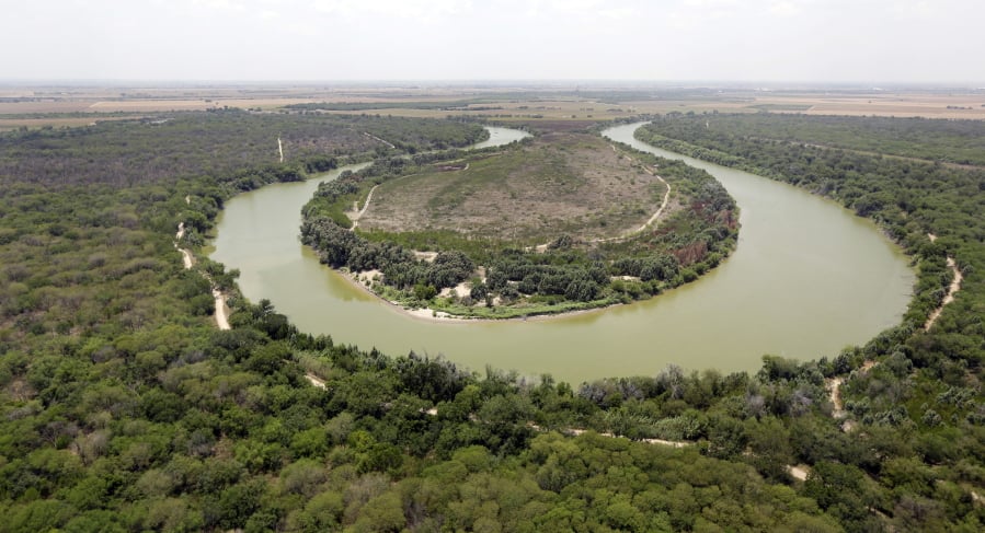 A bend in the Rio Grande is viewed from a Texas Department of Public Safety helicopter on patrol over in Mission, Texas, in 2014.