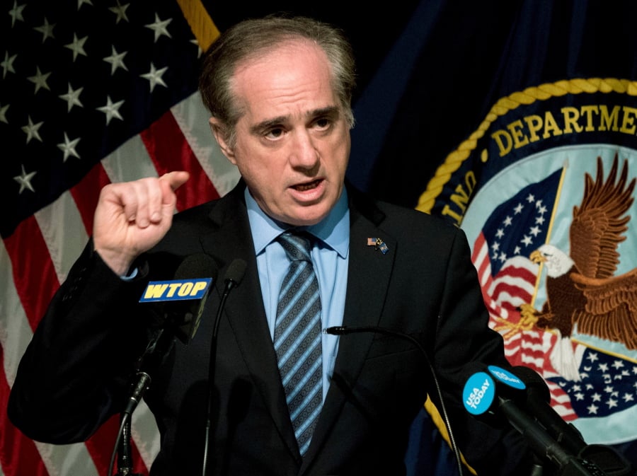 Veterans Affairs Secretary David Shulkin speaks at a news conference at the Washington Veterans Affairs Medical Center in Washington. Shulkin is making it clear he was fired from his job amid conflicting claims from the White House.