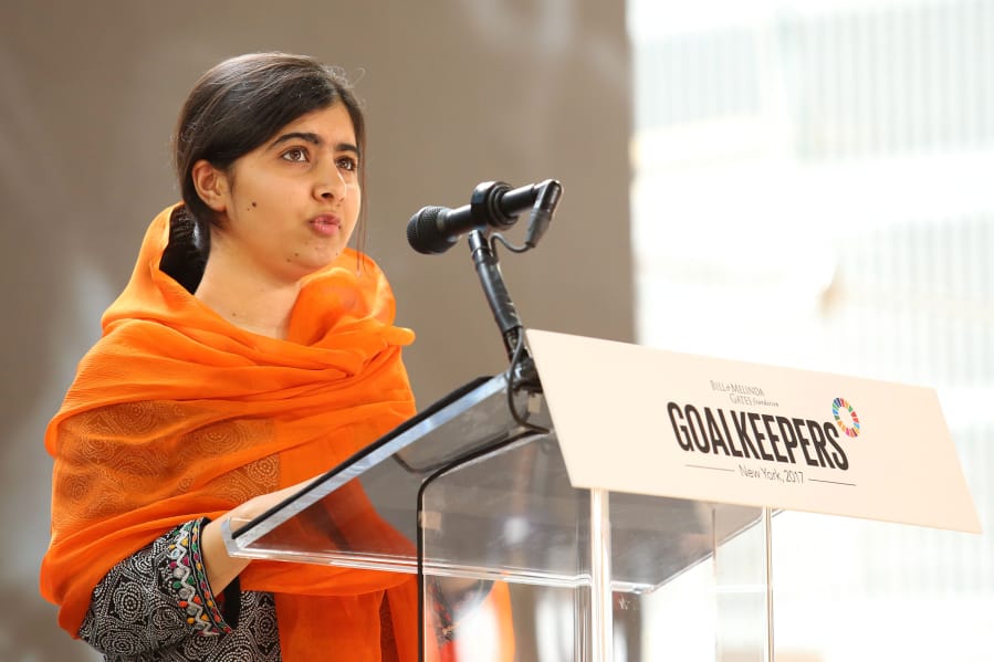 Malala Yousafzai speaks during the Bill and Melinda Gates foundation’s Goalkeepers 2017 at Jazz at Lincoln Center on Sept. 20, 2017 in New York City. Yousafzai made her first visit to Pakistan since she was shot in 2012 this week.