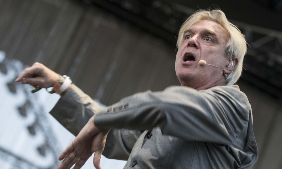David Byrne performs April 14 during the Coachella Music and Arts Festival in Indio, Calif.