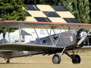 A restored Boeing 40C belonging to Addison Pemberton, visiting Pearson Field in 2011, flew West Coast airmail routes in the 1920s for Pacific Air Transport. Pemberton is part of this week’s airmail centennial celebration, flying his Stearman Speedmail.