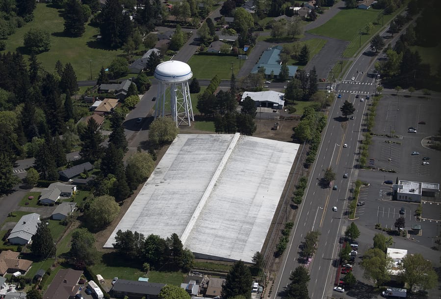 Water Station 5 is relatively inconspicuous from East Mill Plain Boulevard, but from above the mysterious building paints a clearer picture. The site is home to a water tower, covered water reservoir and a pump station.