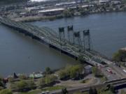 The Interstate 5 Bridge sprawls across the Columbia River as it links Portland and Vancouver.