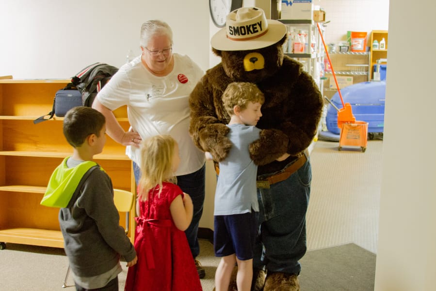Woodland: Smokey Bear visited students at Woodland Primary School to talk to them about forest fires.