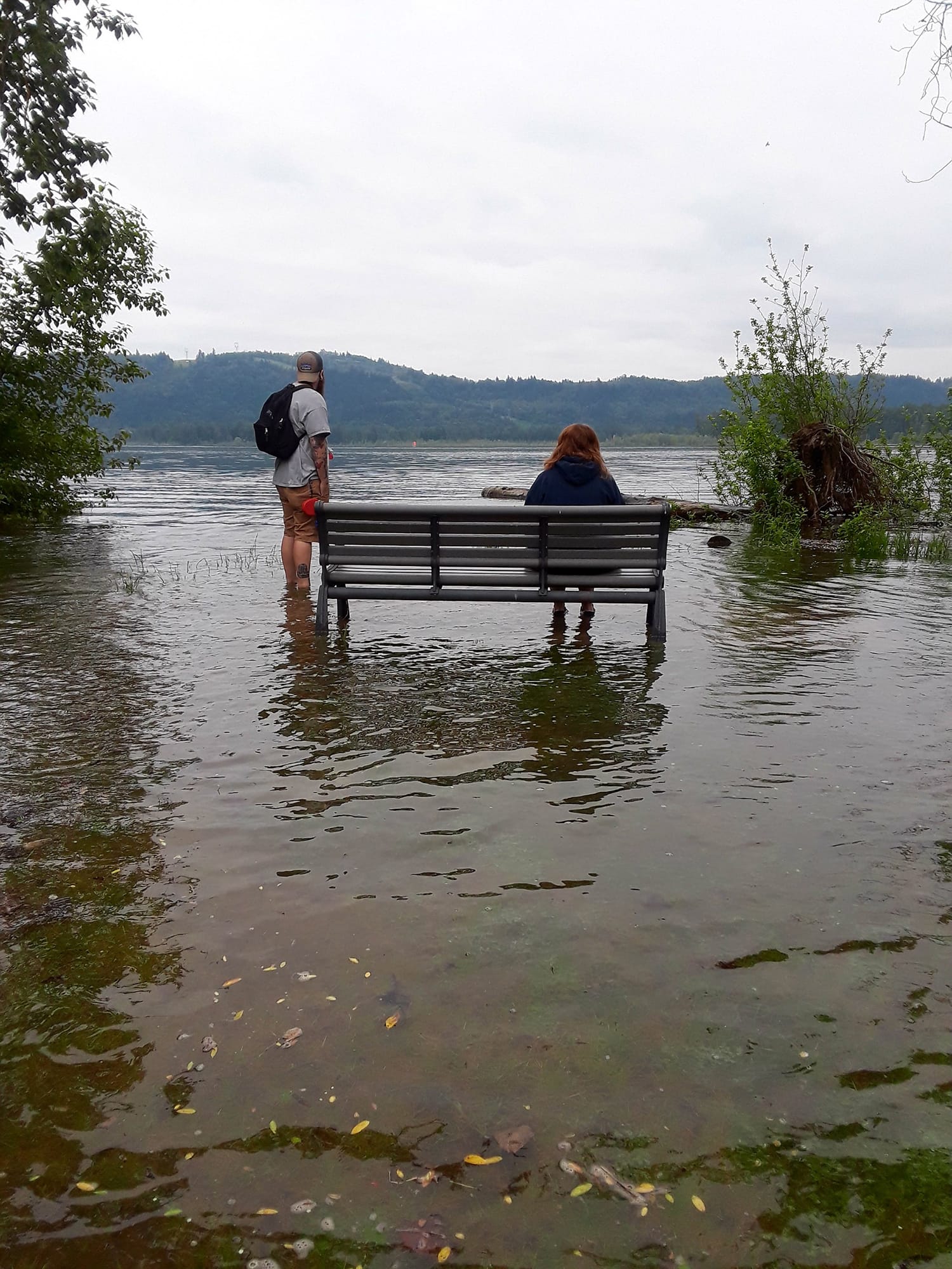 A view of high river levels at Captain William Clark Regional Park at Cottonwood Beach in Washougal. Kevin Paff's photo included his son, Austin Paff, and wife, Shanna Paff.