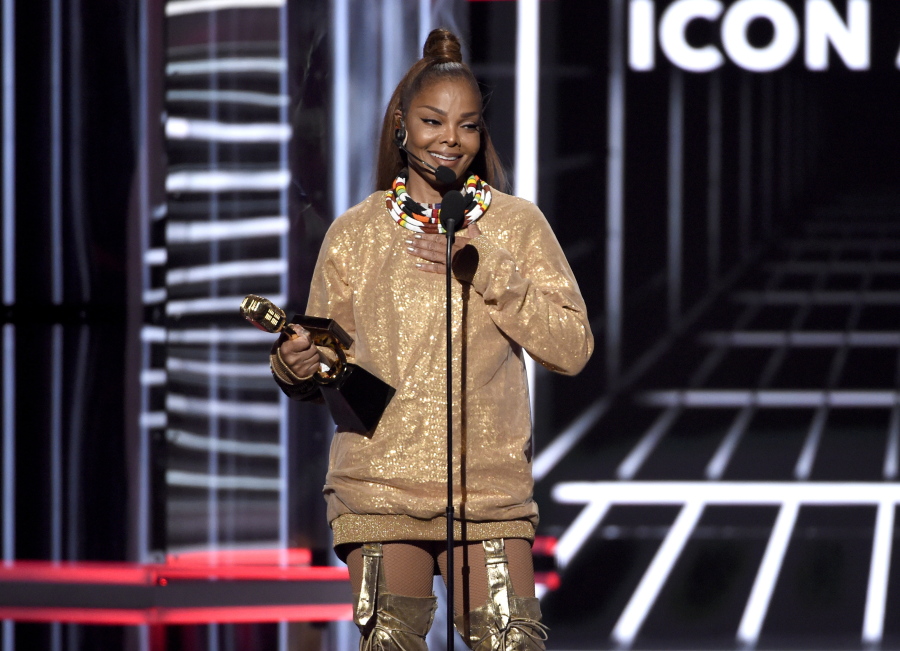 Janet Jackson accepts the Icon award at the Billboard Music Awards at the MGM Grand Garden Arena on Sunday in Las Vegas.