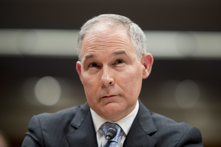 Environmental Protection Agency Administrator Scott Pruitt appears before a Senate Appropriations subcommittee on the Interior, Environment, and Related Agencies on budget on Capitol Hill in Washington. Four Democratic senators are asking Pruitt for details about his new legal defense fund.