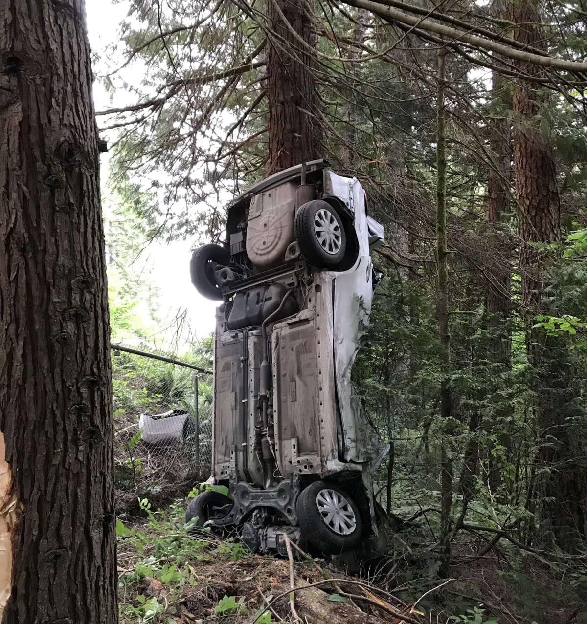 Clark County Fire District 3 firefighters responded to the scene of a crash at 22100 N.E. Lucia Falls Road on Thursday morning. The driver walked away with minor injuries.