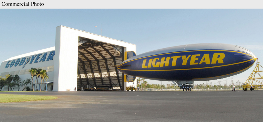 For the first time in over 80 years, one of Goodyear’s famous blimps took flight today bearing a different name. The Spirit of Goodyear, here leaving its Pompano Beach Florida hangar, bears a temporary “Lightyear” logo to honor the company’s involvement in the highly anticipated DisneyPixar movie, ‘CARS.’ The Spirit of Goodyear’s first role with the new name decal will be participating in the CARS World Premiere at Lowe’s Motor Speedway in Charlotte, NC, on Friday, May 26.