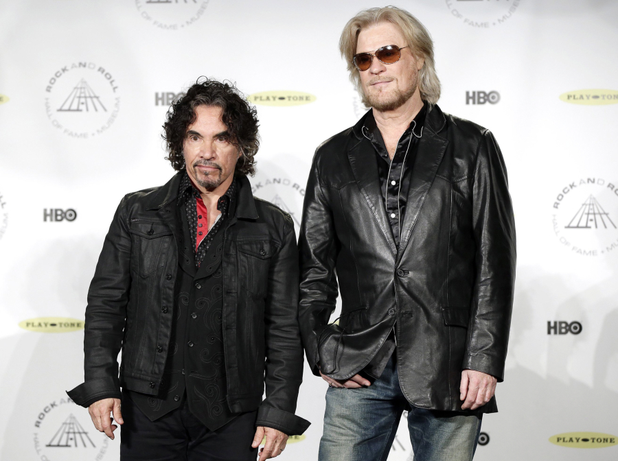 John Oates and Daryl Hall attend the 29th Annual Rock and Roll Hall of Fame Induction Ceremony on April 10, 2014, at Barclays Center in Brooklyn, N.Y.