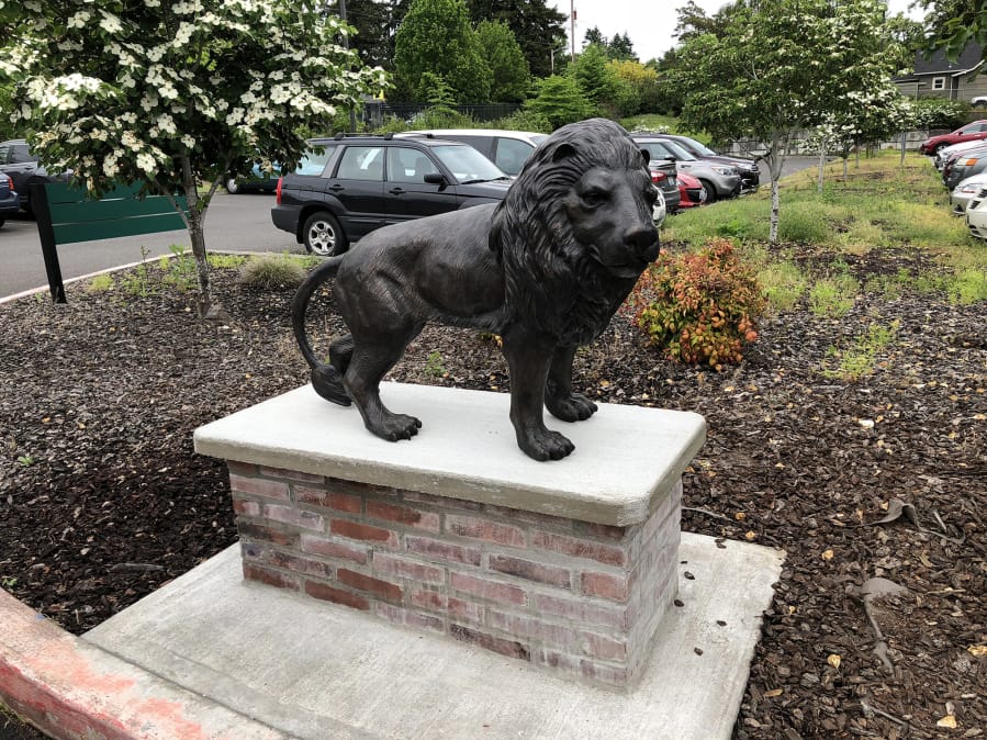 Central Park: A new lion statue donated by the Fort Vancouver Lions Club to the Washington State School for the Blind. The school’s mascot is a lion.