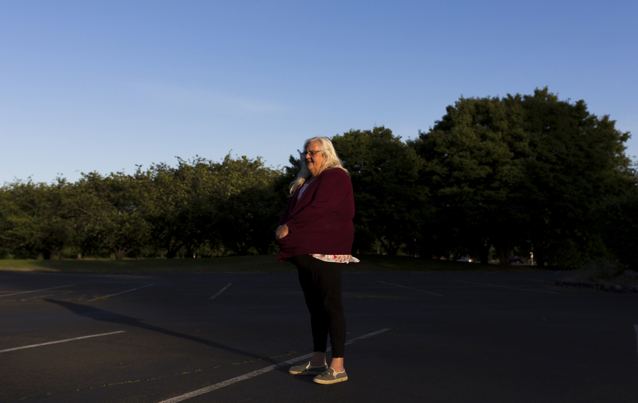 Tammy Chalcroft poses for a portrait at Clark College. Chalcroft and her family lost their home in 2010 and have been battling homelessness ever since. “We had our place at the table,” she said.
