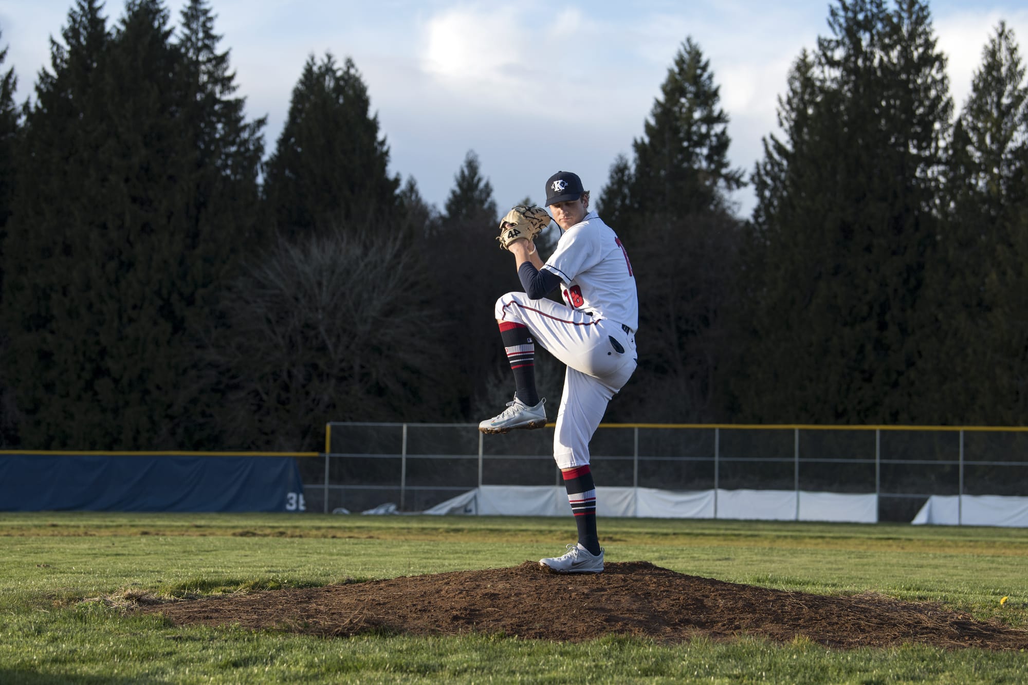 King's Way's pitcher Damon Casetta Stubbs is pictured Skyview in Vancouver on Wednesday evening, March 14, 2018.