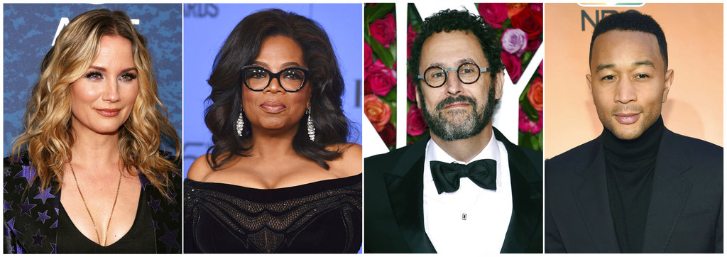 This combination photo shows, from left, country singer Jennifer Nettles, media mogul Oprah Winfrey, playwright Tony Kushner and singer John Legend, who are among some of the celebrities speaking out about the U.S. administration's policy of separating families at border crossings.