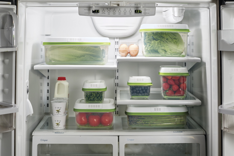 Rubbermaid’s FreshWorks food storage system, which have vented lids and crisper trays that keep foods like fruits and vegetables fresher longer.