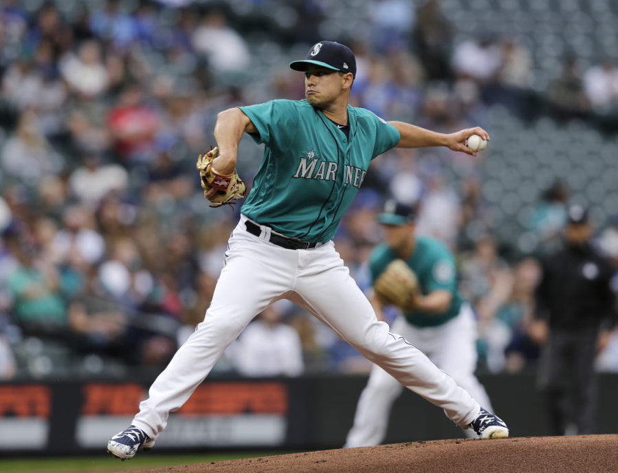 Seattle Mariners starting pitcher Marco Gonzales works against the Kansas City Royals during the first inning of a baseball game Friday, June 29, 2018, in Seattle.