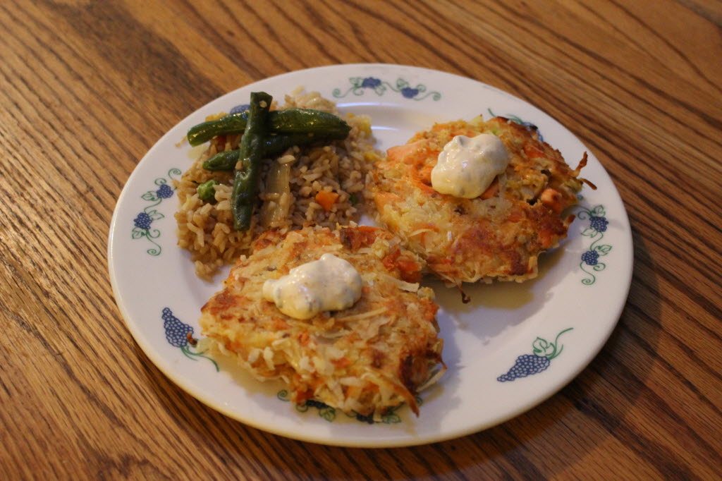 Coconut encrusted salmon patties are a delicious way to use up leftover cooked salmon.