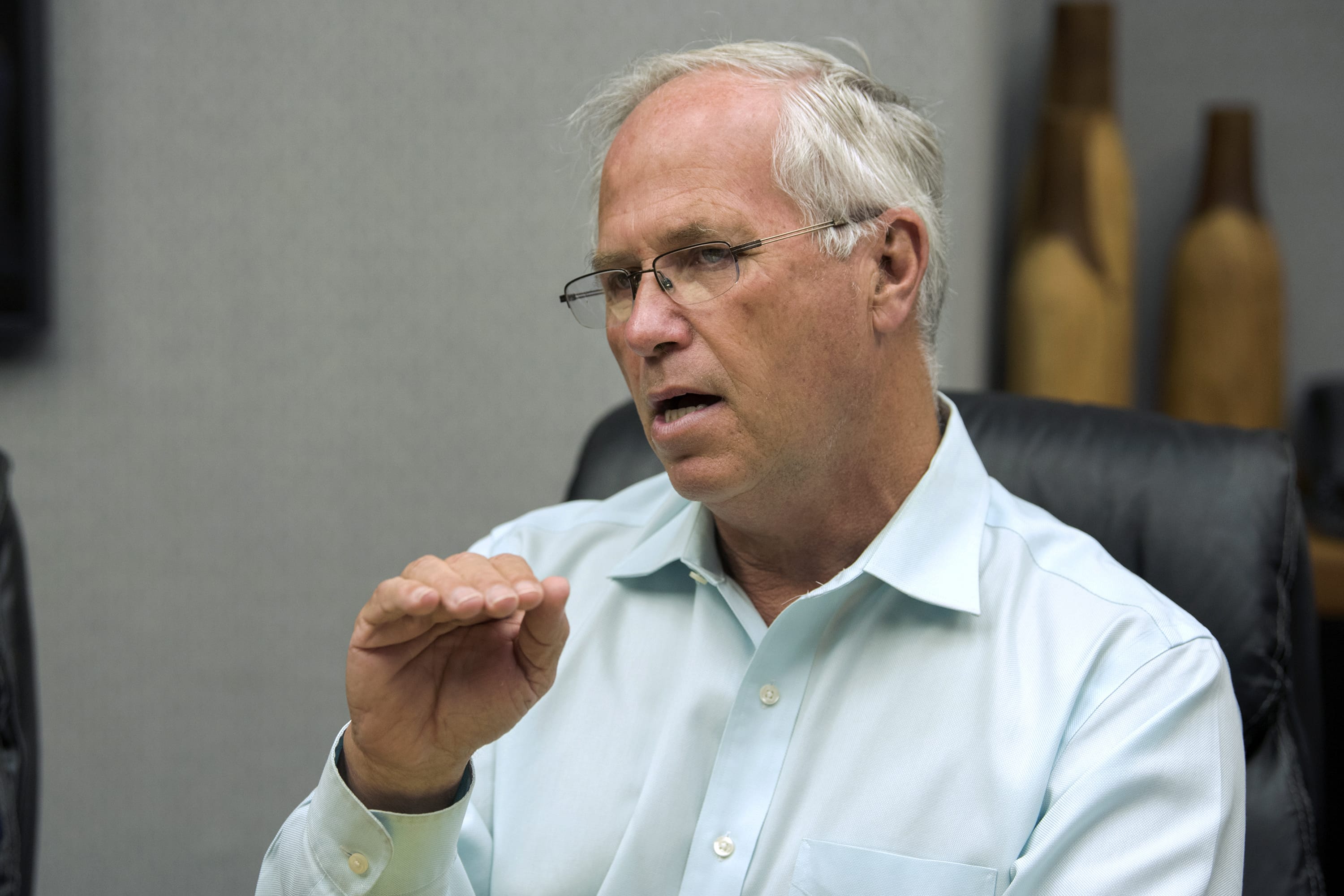 Clark County Council Chair Marc Boldt speaks to The Columbian's Editorial Board on July 3.
