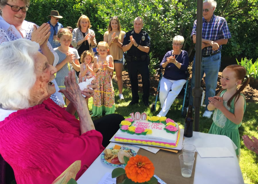 Velma Edmonds celebrates her 100th birthday.