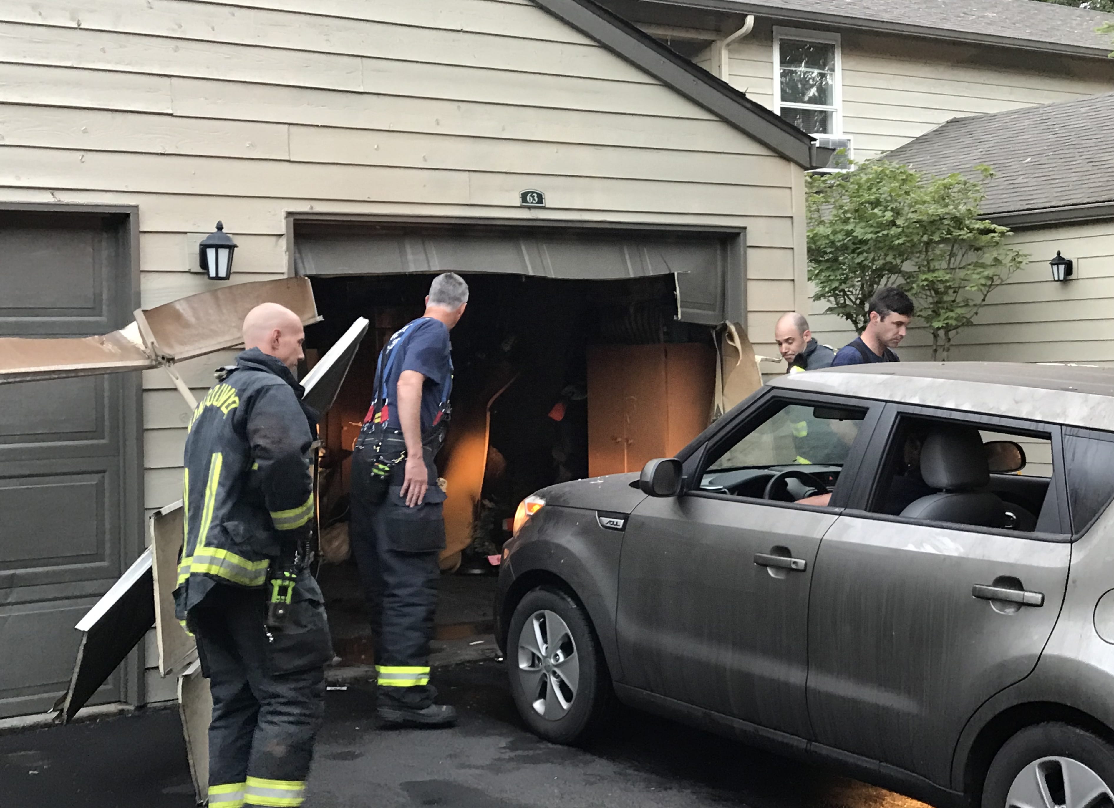 Fire District 6 and Vancouver Fire Department crews quickly extinguished a garage fire at the Crystal Creek Apartments on Friday morning, preventing its spread to nearby garages and apartments.