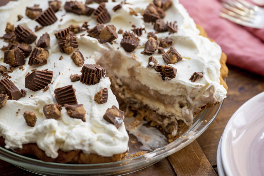 A chocolate peanut butter cup ice cream pie in New York. This desert is from a recipe by Katie Workman.