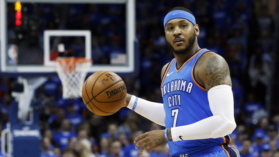 Carmelo Anthony is done in Oklahoma City as the Thunder are sending the veteran NBA forward and a 2022 protected first-round pick to Atlanta in exchange for Hawks guard Dennis Schroder and Mike Muscala.