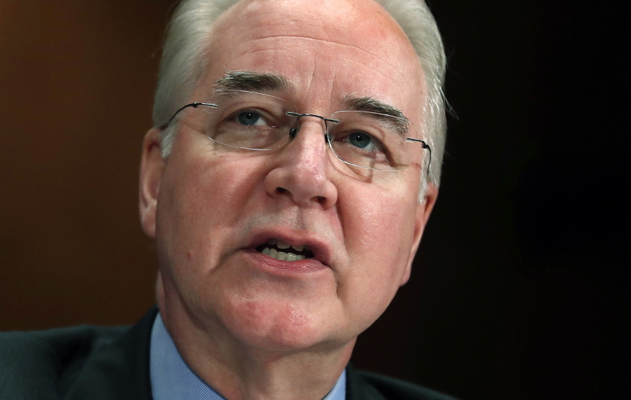 Health and Human Services Secretary Tom Price testifies on Capitol Hill in Washington. The government wasted at least $341,000 on travel by ousted Health and Human Services Secretary Tom Price, including booking charter flights without considering cheaper scheduled airlines, an agency watchdog said Friday.