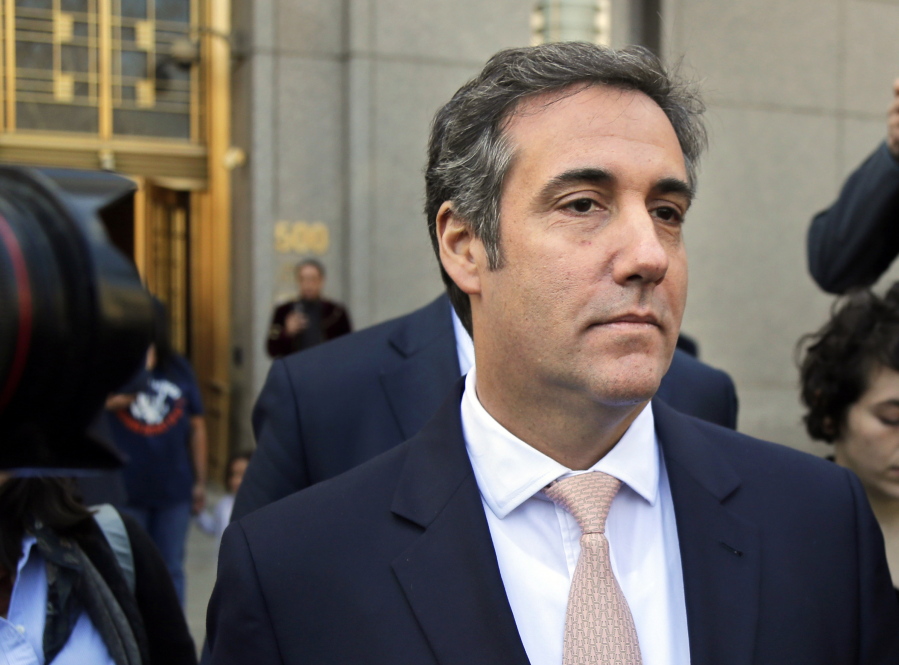 FILE - In this April 26, 2018 file photo, Michael Cohen leaves federal court in New York. President Donald Trump's former personal lawyer secretly recorded Trump discussing payments to a former Playboy model who said she had an affair with him, The New York Times reported Friday, July 20. The president's current personal lawyer confirmed the conversation and said it showed Trump did nothing wrong, according to the Times.